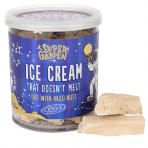 Freeze dried (lyophilized) astronaut oat ice cream with hazelnuts
