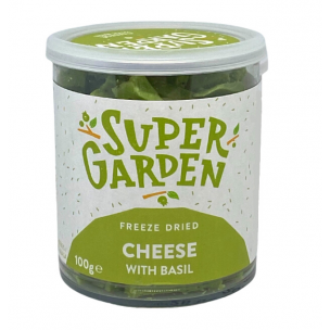 Freeze dried (lyophilized) cheese with basil