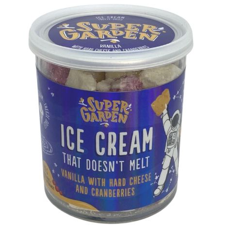 Freeze dried (lyophilized) astronaut ice cream with cheese and cranberries