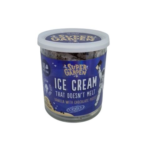 Freeze dried (lyophilized) ice cream with pieces of chocolate